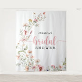 Wilde bloem roze bruiloftsshower achtergrond decor wandkleed (Voorkant)