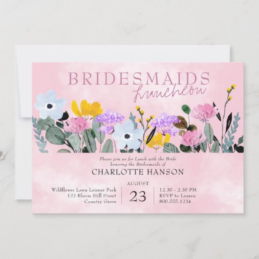 Wilde bloem  roze bruinkooien kaart (Voorkant)