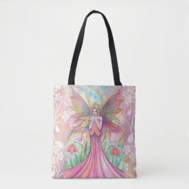 Wilde bloem Roze Fee Fantasie Kunst Illustratie Tote Bag