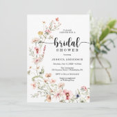 Wilde bloem Roze Floral Bridal Shower Kaart (Staand voorkant)