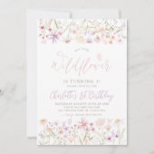 Wilde bloem Roze Floral Girls 1ste verjaardag Kaart (Voorkant)