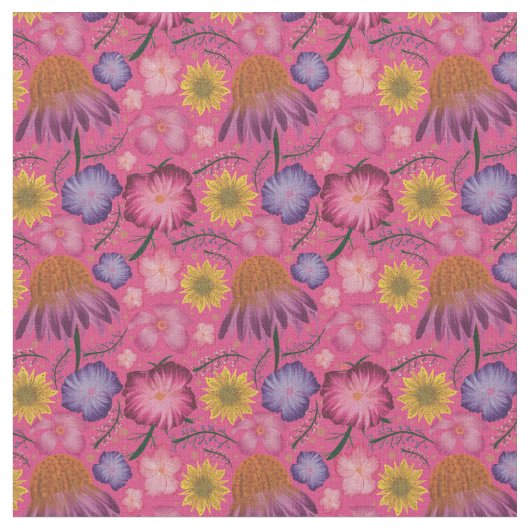 Wilde bloem Roze Floral Pattern Stof (Close Up)