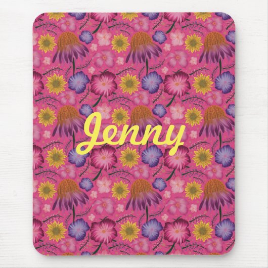 Wilde bloem Roze Floral, speciaal aangepast Muismat (Voorkant)