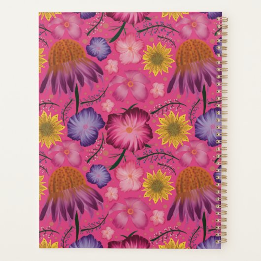 Wilde bloem Roze Floral, speciaal aangepast Planner (Achterkant)