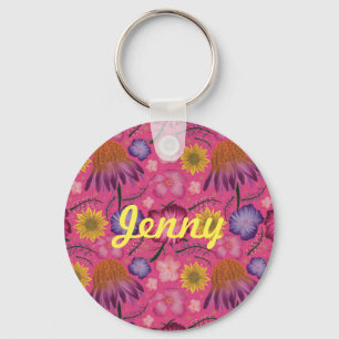 Wilde bloem Roze Floral, speciaal aangepast Sleutelhanger