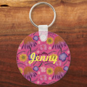 Wilde bloem Roze Floral, speciaal aangepast Sleutelhanger (Voorkant)