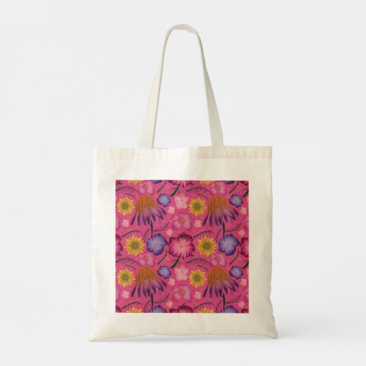 Wilde bloem Roze Floral, speciaal aangepast Tote Bag (Achterkant)