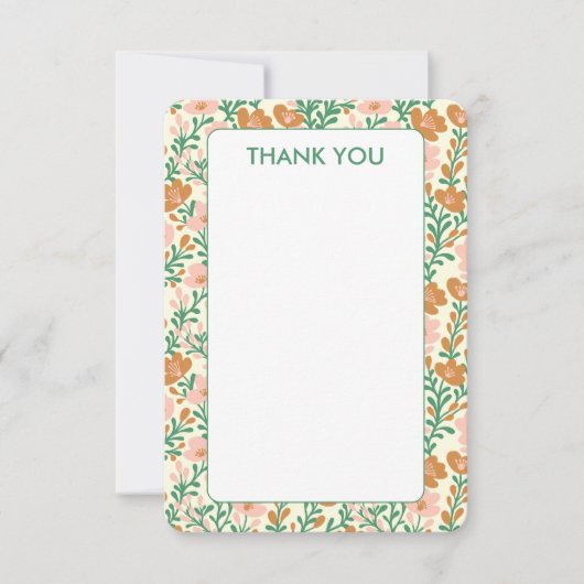 Wilde bloem Roze Groene Bloemen Elegante Bloemige  Bedankkaart (Voorkant)