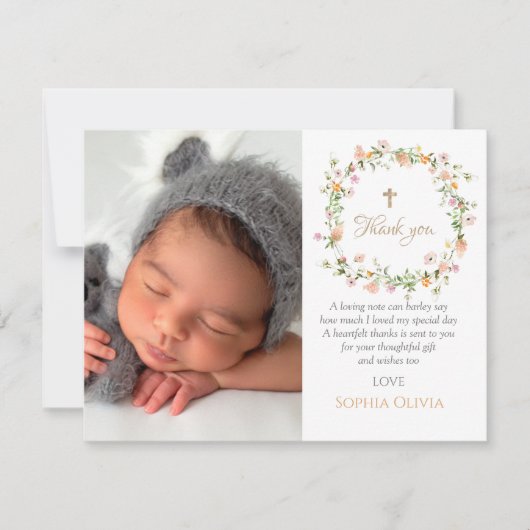 Wilde bloem Roze meisje Hartelijk dank Bedankkaart (Voorkant)