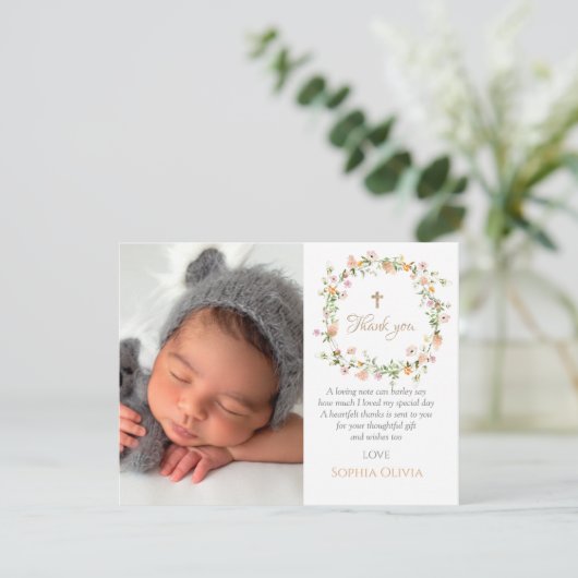 Wilde bloem Roze meisje Hartelijk dank Bedankkaart (Staand voorkant)