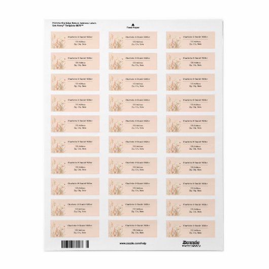 Wilde bloem roze perzik retouradres etiket (Full Sheet)