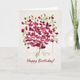 Wilde bloem Roze Posie | Waterverf Verjaardag Kaart