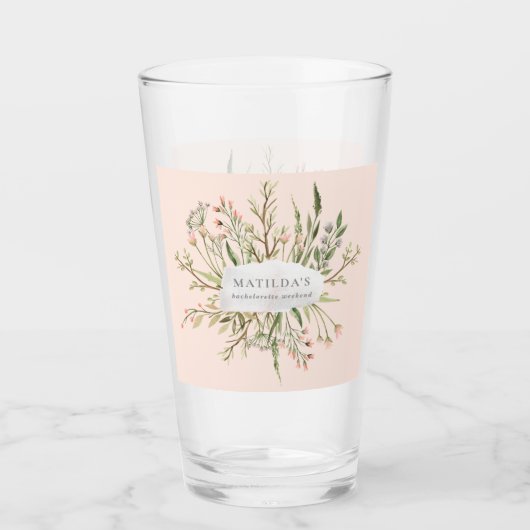 Wilde bloem, roze roze wijnroze wijnrok glas (Voorkant)