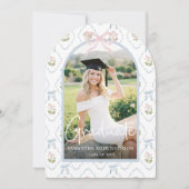 Wilde bloem Roze Strik Afstuderen Kaart (Voorkant)