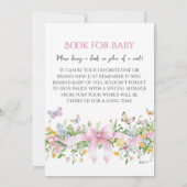 Wilde Bloem Roze Strik Baby Borrel Kaart (Achterkant)