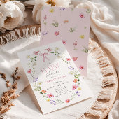 Wilde bloem roze Strik Elegante Baby Shower Kaart