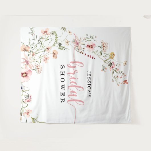 Wilde bloem Roze Vrijgezellenfeest Achtergronddeco Wandkleed (Voorkant (horizontaal))