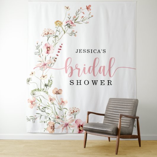 Wilde bloem Roze Vrijgezellenfeest Achtergronddeco Wandkleed (In situ)