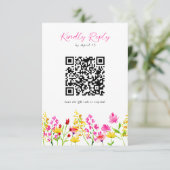 Wilde bloem RSVP QR Code Floral Script (Staand voorkant)