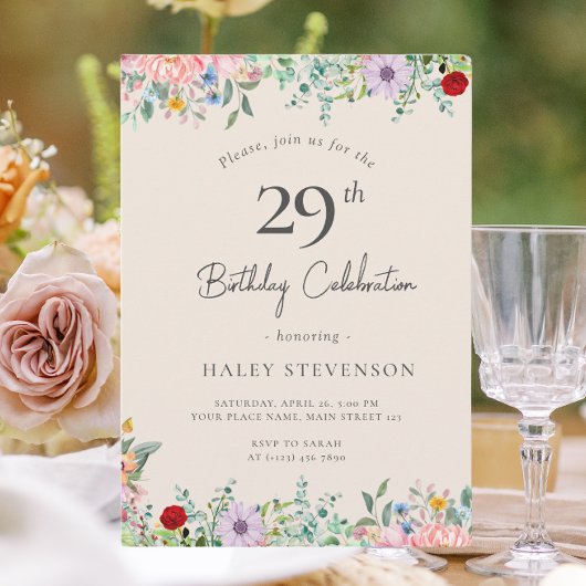 Wilde Bloem Rustic Boho 29e Verjaardag Eenvoudig B Kaart