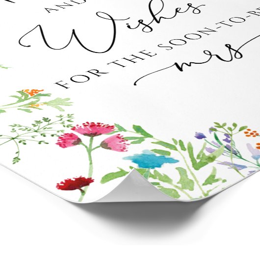 Wilde bloem Rustic Bridal Game Wishes Poster (Hoek)
