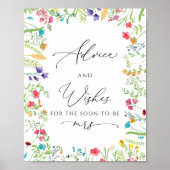Wilde bloem Rustic Bridal Game Wishes Poster (Voorkant)