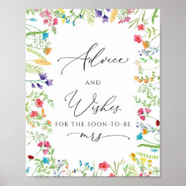Wilde bloem Rustic Bridal Game Wishes Poster
