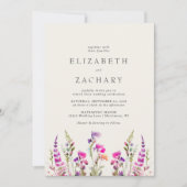 Wilde bloem Rustic Floral Waterverf Wedding Kaart (Voorkant)