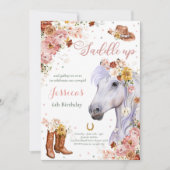 Wilde bloem Rustic Horse Cowgirl Birthday Party Kaart (Voorkant)