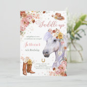 Wilde bloem Rustic Horse Cowgirl Birthday Party Kaart (Staand voorkant)