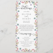 Wilde Bloem Rustieke Bloem Bruiloftsprogramma Menu (Voorkant)
