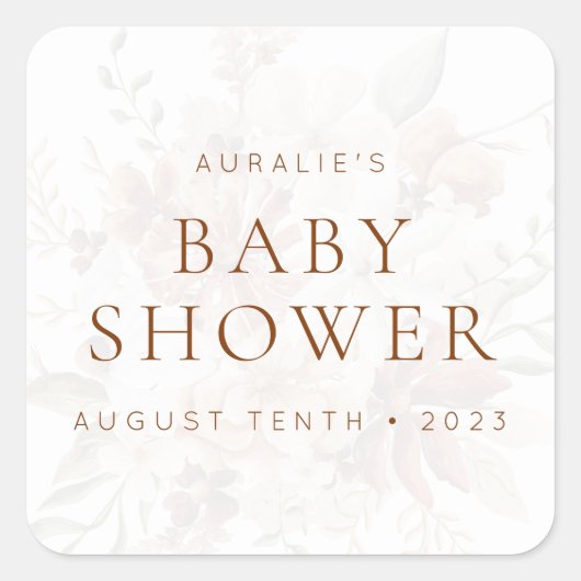 Wilde Bloem Rustieke Bloemen Uitnodiging & Favorie Vierkante Sticker (Voorkant)