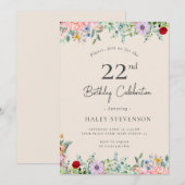 Wilde Bloem Rustieke Boho 22e Verjaardag Eenvoudig Kaart (Voorkant / Achterkant)