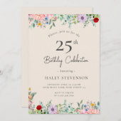 Wilde Bloem Rustieke Boho 25e Verjaardag Eenvoudig Kaart (Voorkant / Achterkant)