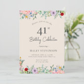 Wilde Bloem Rustieke Boho 41e Verjaardag Eenvoudig Kaart (Staand voorkant)