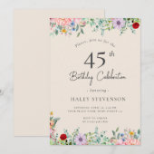 Wilde Bloem Rustieke Boho 45e Verjaardag Eenvoudig Kaart (Voorkant / Achterkant)