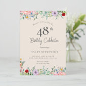 Wilde Bloem Rustieke Boho 48e Verjaardag Eenvoudig Kaart (Staand voorkant)