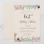 Wilde bloem Rustieke Boho 62e Verjaardag Eenvoudig Kaart (Voorkant / Achterkant)