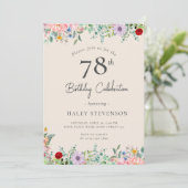 Wilde bloem Rustieke Boho 78ste verjaardag Eenvoud Kaart (Staand voorkant)