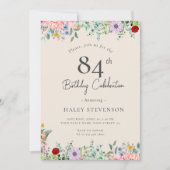 Wilde Bloem Rustieke Boho 84ste Verjaardag Eenvoud Kaart (Voorkant)