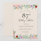 Wilde Bloem Rustieke Boho 87e Verjaardag Eenvoudig Kaart (Voorkant / Achterkant)