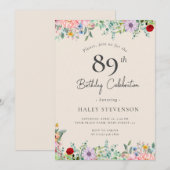 Wilde Bloem Rustieke Boho 89e Verjaardag Eenvoudig Kaart (Voorkant / Achterkant)