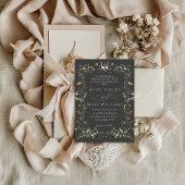 Wilde Bloem Rustieke Boho Bloem Zwarte Trouw Kaart