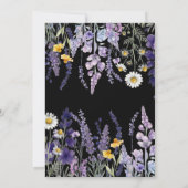 Wilde Bloem Rustieke Boho Zwarte Bruiloft Kaart (Achterkant)