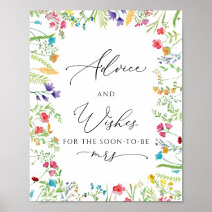 Wilde Bloem Rustieke Bruiloftsspel Wensen Poster