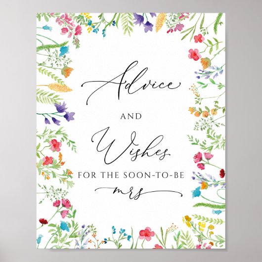 Wilde Bloem Rustieke Bruiloftsspel Wensen Poster (Voorkant)