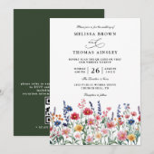 Wilde Bloem Rustieke Landelijke Boho QR Code Bruil Kaart (Voorkant / Achterkant)