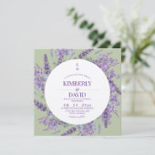 Wilde Bloem Rustieke Lavendel Salie Bruiloft Kaart (Staand voorkant)