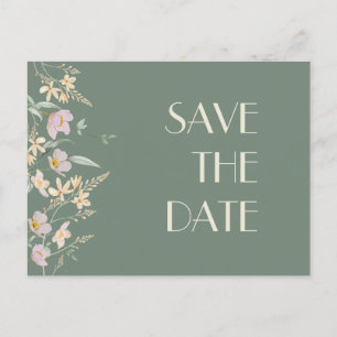 Wilde bloem Sage Deco Wedding Save the Date Aankondigingskaart
