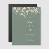 Wilde bloem Sage Deco Wedding Save the Date Magnet Magnetische Uitnodiging (Voorkant / Achterkant)